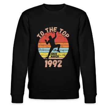 Geburtstag Klettern Bouldern seit März 1992 - Stanley/Stella Unisex Bio-Sweatshirt CHANGER  - Schwarz - Vorne - Nik (191cm) & Marisol (170cm)