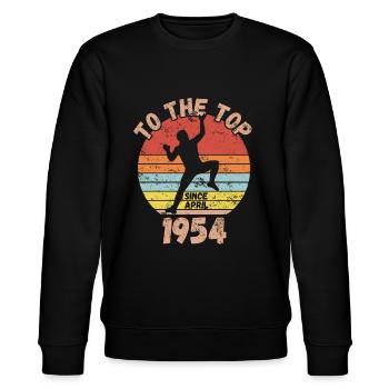 Geburtstag Klettern Bouldern seit April 1954 - Stanley/Stella Unisex Bio-Sweatshirt CHANGER  - Schwarz - Vorne - Nik (191cm) & Marisol (170cm)