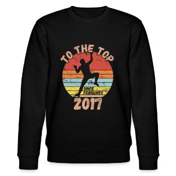 Geburtstag Klettern Bouldern seit Februar 2017 - Stanley/Stella Unisex Bio-Sweatshirt CHANGER  - Schwarz - Vorne - Nik (191cm) & Marisol (170cm)