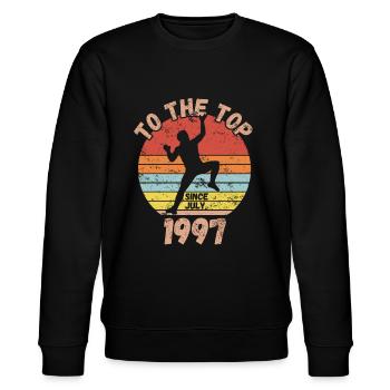 Geburtstag Klettern Bouldern seit Juli 1997 - Stanley/Stella Unisex Bio-Sweatshirt CHANGER  - Schwarz - Vorne - Nik (191cm) & Marisol (170cm)
