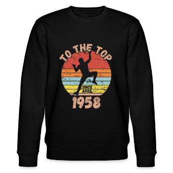 Geburtstag Klettern Bouldern seit April 1958 - Stanley/Stella Unisex Bio-Sweatshirt CHANGER  - Schwarz - Vorne - Nik (191cm) & Marisol (170cm)