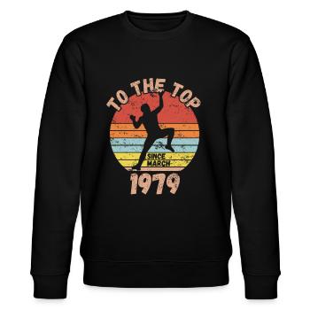 Geburtstag Klettern Bouldern seit März 1979 - Stanley/Stella Unisex Bio-Sweatshirt CHANGER  - Schwarz - Vorne - Nik (191cm) & Marisol (170cm)