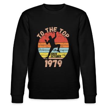 Geburtstag Klettern Bouldern seit Oktober 1979 - Stanley/Stella Unisex Bio-Sweatshirt CHANGER  - Schwarz - Vorne - Nik (191cm) & Marisol (170cm)
