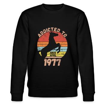 Birthday Horses Riding April 1977 - Stanley/Stella CHANGER Unisex Organic Sweatshirt - black - Front - Nik (191cm) & Marisol (170cm)