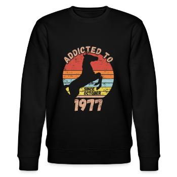 Birthday Horses Riding October 1977 - Stanley/Stella CHANGER Unisex Organic Sweatshirt - black - Front - Nik (191cm) & Marisol (170cm)