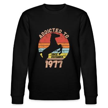 Birthday Horses Riding December 1977 - Stanley/Stella CHANGER Unisex Organic Sweatshirt - black - Front - Nik (191cm) & Marisol (170cm)