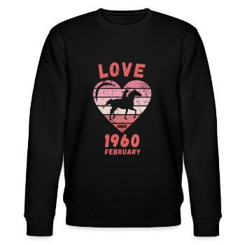 Love Pferde Reiten Geburtstag Februar 1960 - Stanley/Stella Unisex Bio-Sweatshirt CHANGER  - Schwarz - Vorne - Nik (191cm) & Marisol (170cm)