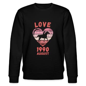 Love Pferde Reiten Geburtstag August 1990 - Stanley/Stella Unisex Bio-Sweatshirt CHANGER  - Schwarz - Vorne - Nik (191cm) & Marisol (170cm)