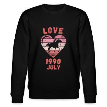 Love Pferde Reiten Geburtstag Juli 1990 - Stanley/Stella Unisex Bio-Sweatshirt CHANGER  - Schwarz - Vorne - Nik (191cm) & Marisol (170cm)