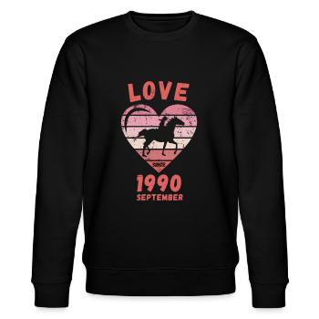 Love Pferde Reiten Geburtstag September 1990 - Stanley/Stella Unisex Bio-Sweatshirt CHANGER  - Schwarz - Vorne - Nik (191cm) & Marisol (170cm)