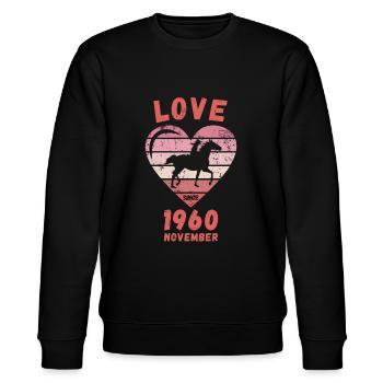 Love Pferde Reiten Geburtstag November 1960 - Stanley/Stella Unisex Bio-Sweatshirt CHANGER  - Schwarz - Vorne - Nik (191cm) & Marisol (170cm)