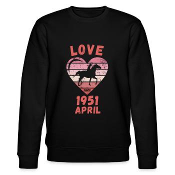 Love Pferde Reiten Geburtstag April 1951 - Stanley/Stella Unisex Bio-Sweatshirt CHANGER  - Schwarz - Vorne - Nik (191cm) & Marisol (170cm)