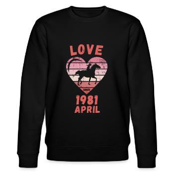 Love Horse Riding Anniversaire Avril 1981 - Sweat bio CHANGER Stanley/Stella Unisexe - noir - Devant - Nik (191cm) & Marisol (170cm)