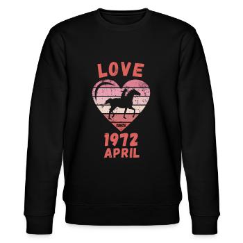 Love Horses Riding Anniversaire Avril 1972 - Sweat bio CHANGER Stanley/Stella Unisexe - noir - Devant - Nik (191cm) & Marisol (170cm)