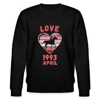 Love Pferde Reiten Geburtstag April 1993 - Stanley/Stella Unisex Bio-Sweatshirt CHANGER  - Schwarz - Vorne - Nik (191cm) & Marisol (170cm)