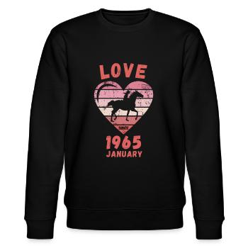 Love Pferde Reiten Geburtstag Januar 1965 - Stanley/Stella Unisex Bio-Sweatshirt CHANGER  - Schwarz - Vorne - Nik (191cm) & Marisol (170cm)