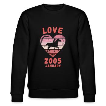 Love Pferde Reiten Geburtstag Januar 2005 - Stanley/Stella Unisex Bio-Sweatshirt CHANGER  - Schwarz - Vorne - Nik (191cm) & Marisol (170cm)