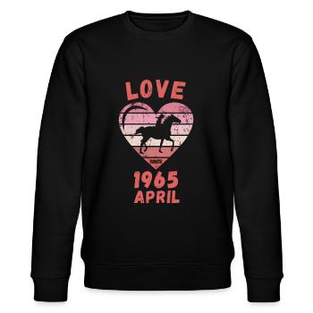 Love Pferde Reiten Geburtstag April 1965 - Stanley/Stella Unisex Bio-Sweatshirt CHANGER  - Schwarz - Vorne - Nik (191cm) & Marisol (170cm)