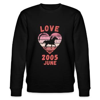 Love Pferde Reiten Geburtstag Juni 2005 - Stanley/Stella Unisex Bio-Sweatshirt CHANGER  - Schwarz - Vorne - Nik (191cm) & Marisol (170cm)