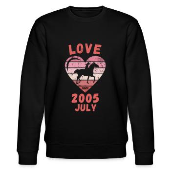 Love Pferde Reiten Geburtstag Juli 2005 - Stanley/Stella Unisex Bio-Sweatshirt CHANGER  - Schwarz - Vorne - Nik (191cm) & Marisol (170cm)