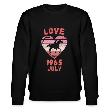 Love Pferde Reiten Geburtstag Juli 1965 - Stanley/Stella Unisex Bio-Sweatshirt CHANGER  - Schwarz - Vorne - Nik (191cm) & Marisol (170cm)