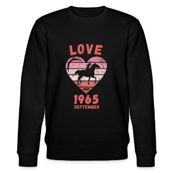 Love Pferde Reiten Geburtstag September 1965 - Stanley/Stella Unisex Bio-Sweatshirt CHANGER  - Schwarz - Vorne - Nik (191cm) & Marisol (170cm)