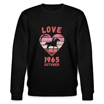 Love Pferde Reiten Geburtstag Oktober 1965 - Stanley/Stella Unisex Bio-Sweatshirt CHANGER  - Schwarz - Vorne - Nik (191cm) & Marisol (170cm)