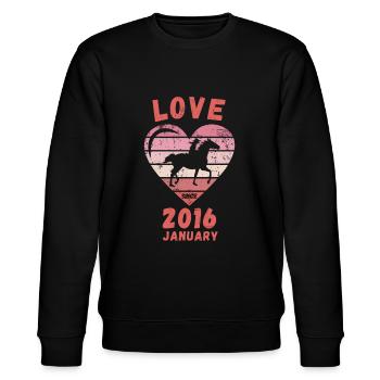 Love Pferde Reiten Geburtstag Januar 2016 - Stanley/Stella Unisex Bio-Sweatshirt CHANGER  - Schwarz - Vorne - Nik (191cm) & Marisol (170cm)