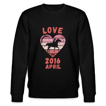 Love Pferde Reiten Geburtstag April 2016 - Stanley/Stella Unisex Bio-Sweatshirt CHANGER  - Schwarz - Vorne - Nik (191cm) & Marisol (170cm)