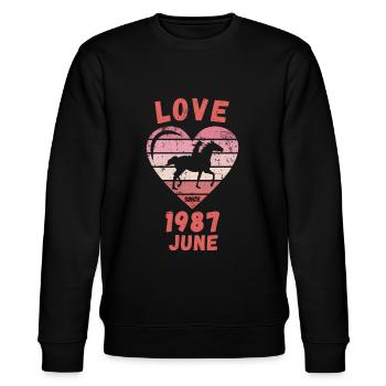 Love Horse Riding Birthday June 1987 - Stanley/Stella CHANGER Unisex Organic Sweatshirt - black - Front - Nik (191cm) & Marisol (170cm)