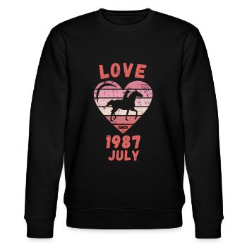 Love Horse Riding Birthday July 1987 - Stanley/Stella CHANGER Unisex Organic Sweatshirt - black - Front - Nik (191cm) & Marisol (170cm)