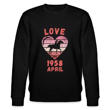 Love Pferde Reiten Geburtstag April 1958 - Stanley/Stella Unisex Bio-Sweatshirt CHANGER  - Schwarz - Vorne - Nik (191cm) & Marisol (170cm)