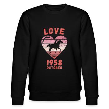 Love Pferde Reiten Geburtstag Oktober 1958 - Stanley/Stella Unisex Bio-Sweatshirt CHANGER  - Schwarz - Vorne - Nik (191cm) & Marisol (170cm)