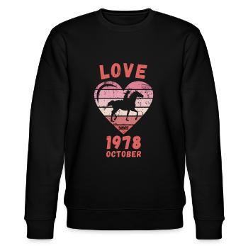 Love Pferde Reiten Geburtstag Oktober 1978 - Stanley/Stella Unisex Bio-Sweatshirt CHANGER  - Schwarz - Vorne - Nik (191cm) & Marisol (170cm)
