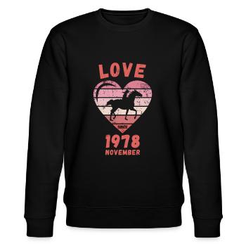 Love Pferde Reiten Geburtstag November 1978 - Stanley/Stella Unisex Bio-Sweatshirt CHANGER  - Schwarz - Vorne - Nik (191cm) & Marisol (170cm)