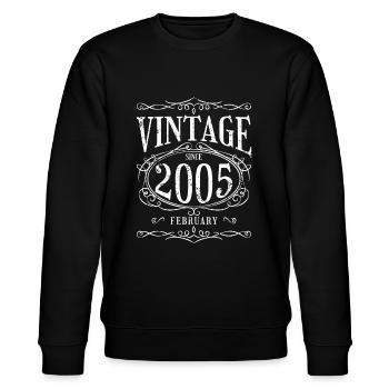 Birthday - Vintage since February 2005 - Stanley/Stella CHANGER Unisex Organic Sweatshirt - black - Front - Nik (191cm) & Marisol (170cm)