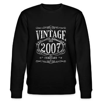 Birthday - Vintage since February 2007 - Stanley/Stella CHANGER Unisex Organic Sweatshirt - black - Front - Nik (191cm) & Marisol (170cm)