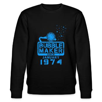 Plongeur Birthday Bubblemaker depuis janvier 1974 - Sweat bio CHANGER Stanley/Stella Unisexe - noir - Devant - Nik (191cm) & Marisol (170cm)