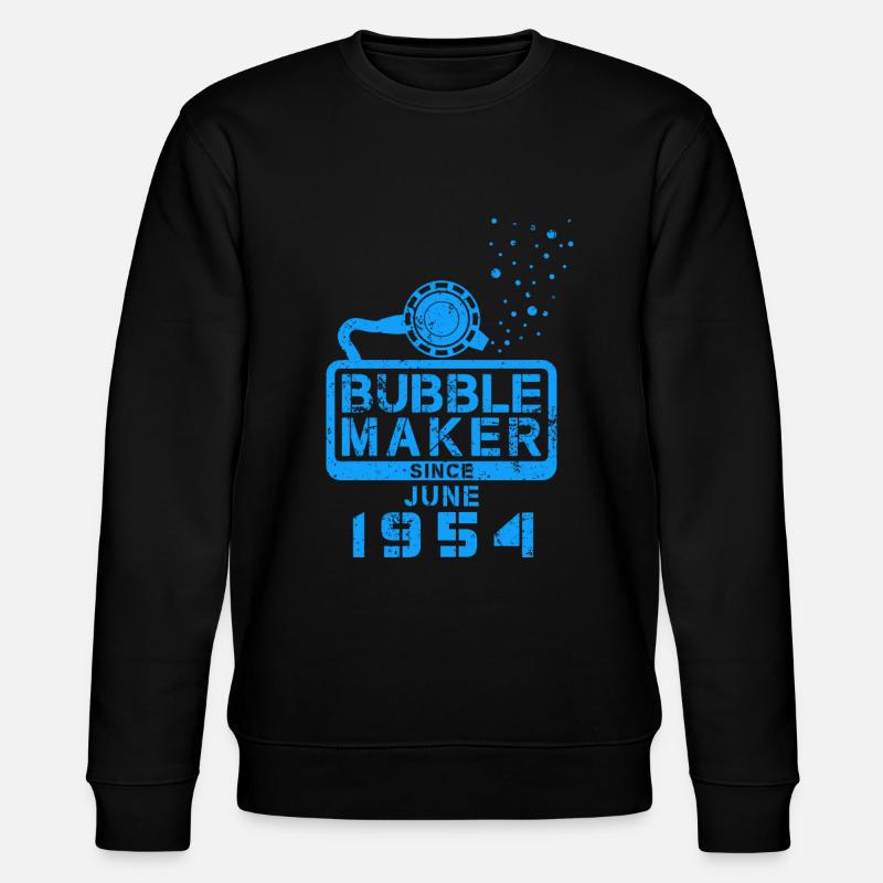 Taucher Geburtstag Bubblemaker seit Juni 1954 - Stanley/Stella Unisex Bio-Sweatshirt CHANGER  - Schwarz