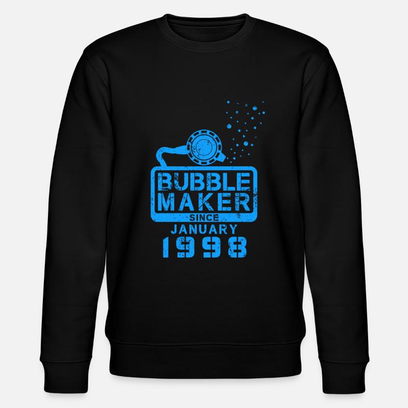 Taucher Geburtstag Bubblemaker seit Januar 1998 - Stanley/Stella Unisex Bio-Sweatshirt CHANGER  - Schwarz
