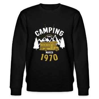 Anniversaire: Camping depuis mars 1970 Camping-car - Sweat bio CHANGER Stanley/Stella Unisexe - noir - Devant - Nik (191cm) & Marisol (170cm)