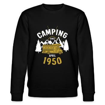 Anniversaire: Camping depuis avril 1950 Camping-car - Sweat bio CHANGER Stanley/Stella Unisexe - noir - Devant - Nik (191cm) & Marisol (170cm)
