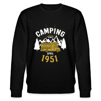 Anniversaire: Camping depuis avril 1951 Camping-car - Sweat bio CHANGER Stanley/Stella Unisexe - noir - Devant - Nik (191cm) & Marisol (170cm)
