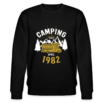 Anniversaire: Camping depuis avril 1982 Camping-car - Sweat bio CHANGER Stanley/Stella Unisexe - noir - Devant - Nik (191cm) & Marisol (170cm)