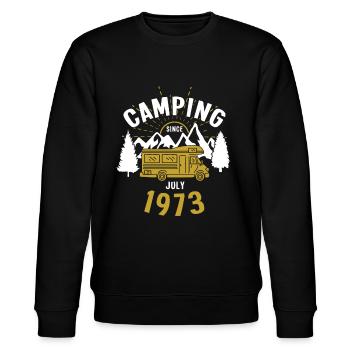Anniversaire: Camping depuis juillet 1973 Camping-car - Sweat bio CHANGER Stanley/Stella Unisexe - noir - Devant - Nik (191cm) & Marisol (170cm)