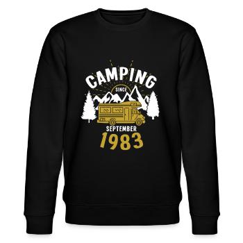 Anniversaire: Camping depuis septembre 1983 Camping-car - Sweat bio CHANGER Stanley/Stella Unisexe - noir - Devant - Nik (191cm) & Marisol (170cm)