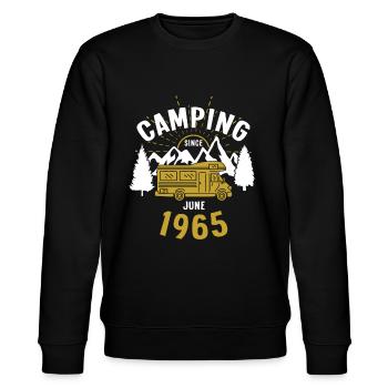 Anniversaire: Camping depuis juin 1965 Camping-car - Sweat bio CHANGER Stanley/Stella Unisexe - noir - Devant - Nik (191cm) & Marisol (170cm)