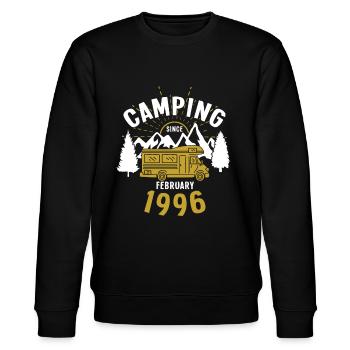 Birthday: Camping since February 1996 Motorhome - Stanley/Stella CHANGER Unisex Organic Sweatshirt - black - Front - Nik (191cm) & Marisol (170cm)