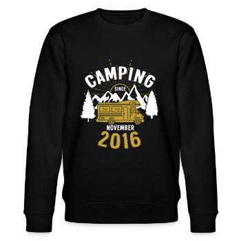 Anniversaire: Camping depuis novembre 2016 Camping-car - Sweat bio CHANGER Stanley/Stella Unisexe - noir - Devant - Nik (191cm) & Marisol (170cm)