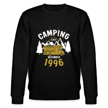 Birthday: Camping since December 1996 Motorhome - Stanley/Stella CHANGER Unisex Organic Sweatshirt - black - Front - Nik (191cm) & Marisol (170cm)